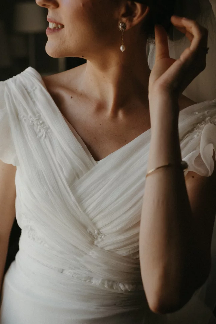 vestido de novia con drapeados